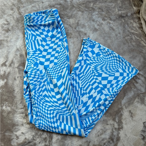 blue checker flare pants - Picture 2 of 5